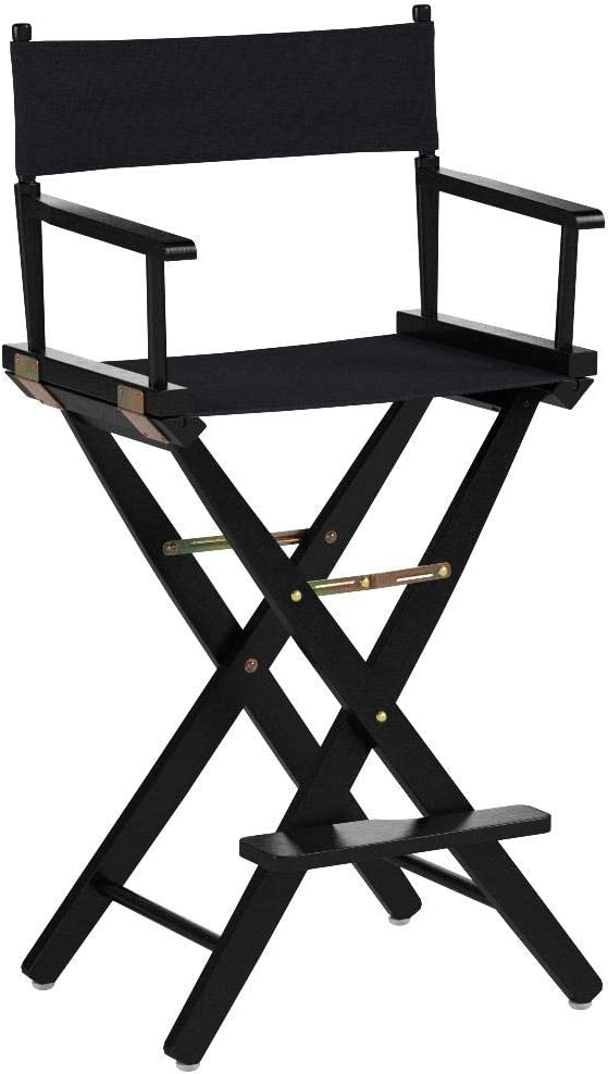 CASUAL HOME DIRECTOR'S CHAIR | BLACK FRAME/BLACK CANVAS | 30 INCH - BAR HEIGHT