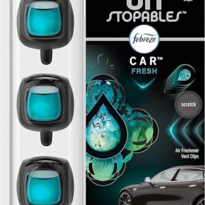 FEBREZE UNSTOPABLES CAR ODOR-FIGHTING CAR FRESHENER VENT CLIP FRESH | .07 FL OZ. CAR VENT CLIP | PACK OF 3