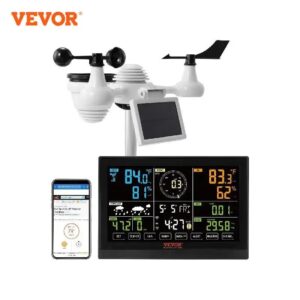 VEVOR 7-IN-1 WI-FI WEATHER STATION 7.5 IN COLOR DISPLAY WITH SOLAR WIRELESS OUTDOOR SENSOR W/ TEMPERATURE HUMIDITY